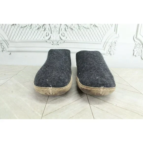 Glerups Charcoal Wool Indoor Leather Sole Slippers Shoe Size 8 - Picture 4 of 8